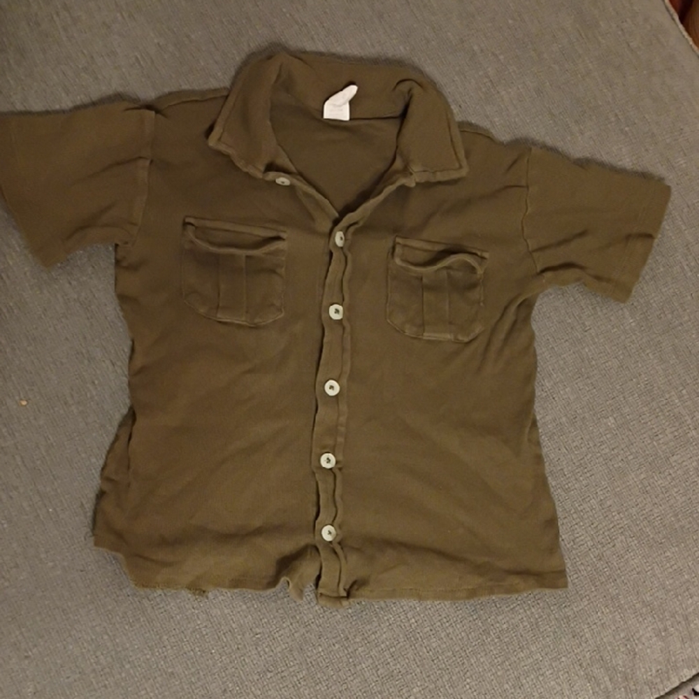 Kate Quinn Ribbed Dark Green Top